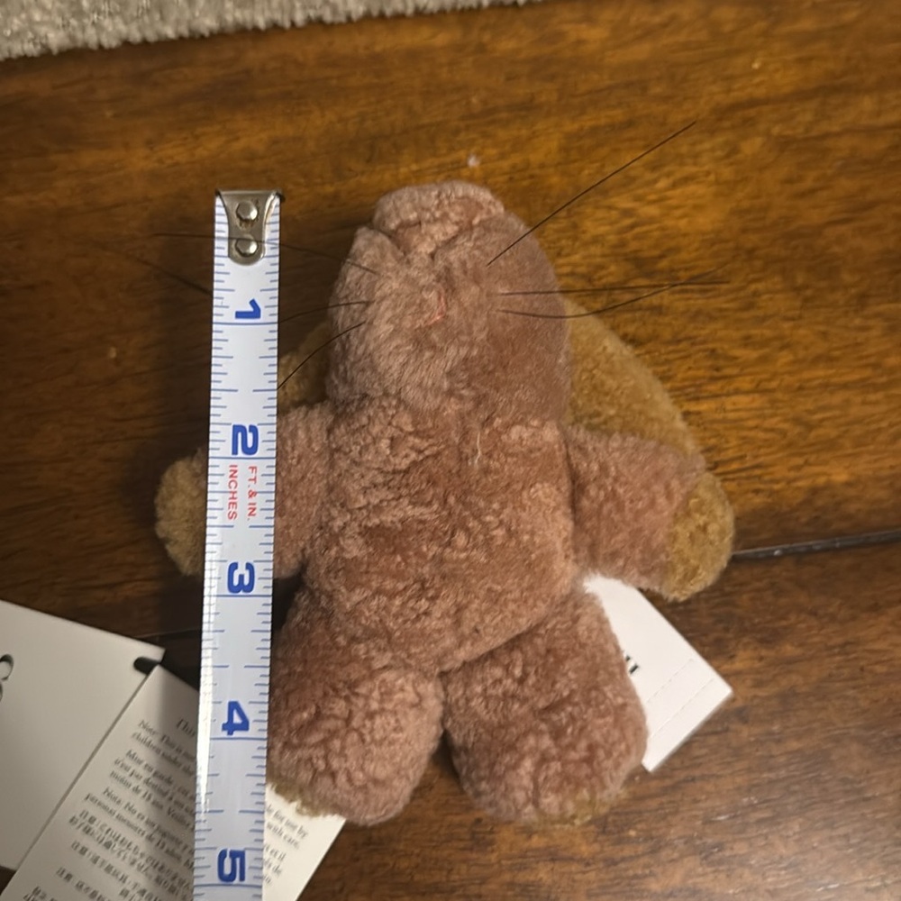 Coach Mini Plush Bunny Shoe Charm in Light Brown and Mustard - Picture 3 of 6